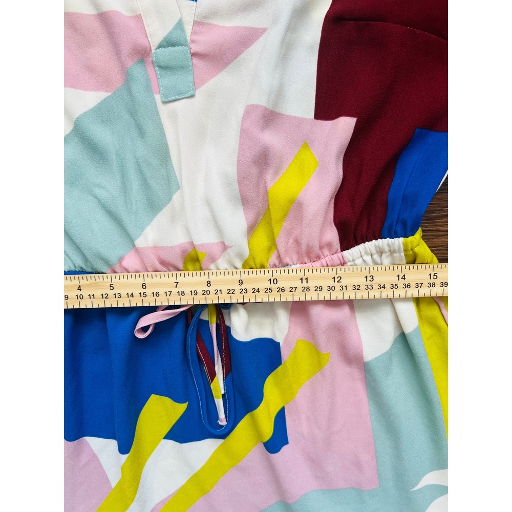 ModCloth Womens Abstract Geometric Print Ruffle Mini Dress Multi-Color Size L - Picture 5 of 7